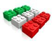 pezzi di lego con i colori bandiera italiana